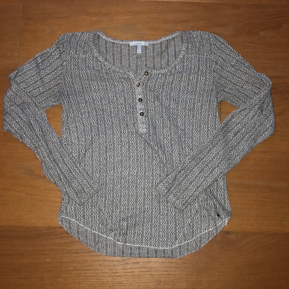 O’Neill Brown and White Woven Henley Top